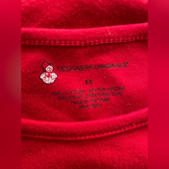 CHRISTMAS 🎄 DESIGNERS ORIGINALS ❤️RED❤️ SNOWMAN ☃️ HOLIDAY TOP SIZE 1X 🌟EUC🌟 - Picture 10 of 12